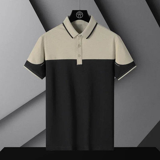 Korea Style 2023 Men's Polo Shirt - Breathable Patchwork Short Sleeve Tops - Buy Center US