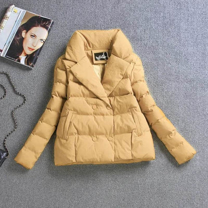 Women’s Short Down Cotton Jacket - Slim Fit, Double-Breasted Design - Buy Center US