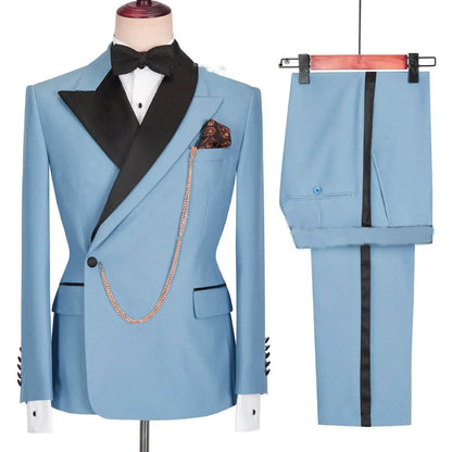 2024 Custom Black Tuxedo Suit for Men - Double Breasted, Peaked Lapel - Buy Center US
