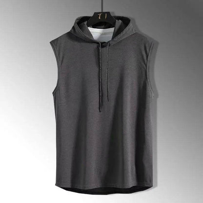 Stylish Solid Color Men's Tank Top - Casual Hooded Sleeveless Tee - Buy Center US