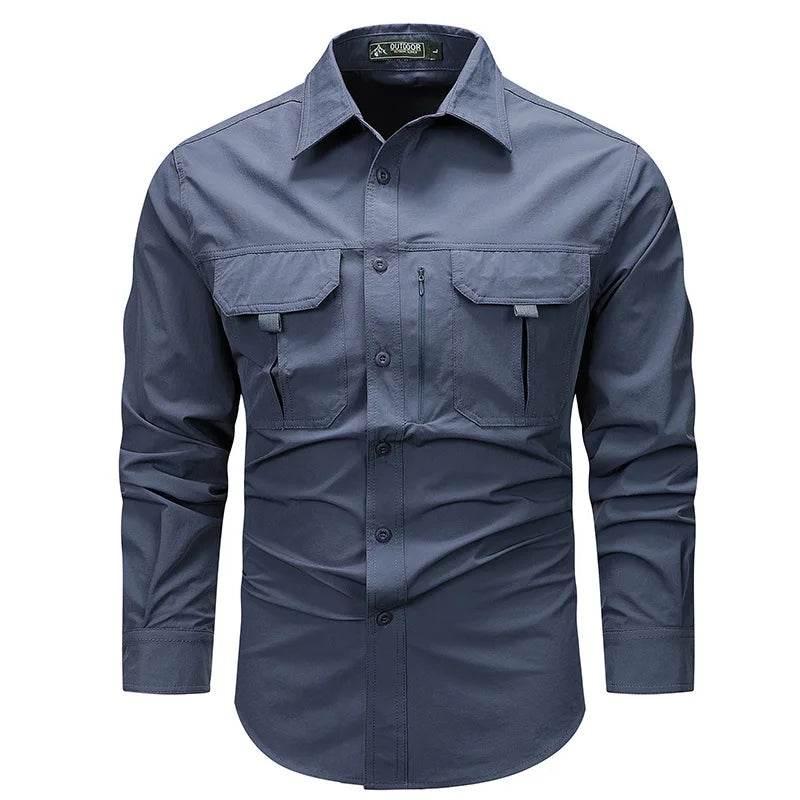 Wolf Inheritance Men's Tactical Work Shirt - Long Sleeve, Multi-Pocket Casual - Buy Center US