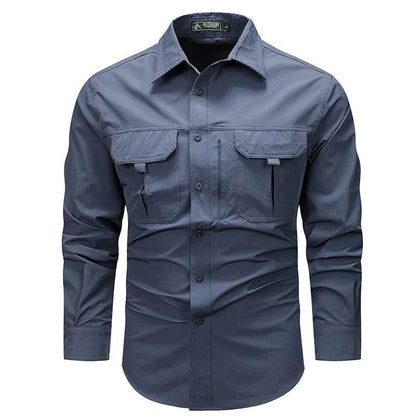 Wolf Inheritance Men's Tactical Work Shirt - Long Sleeve, Multi-Pocket Casual - Buy Center US