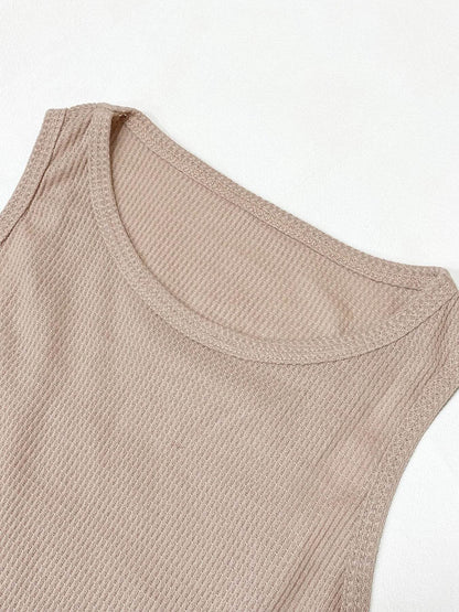 Women's Waffle Textured Shorts Set - Breathable O-Neck Crop Top - Buy Center US
