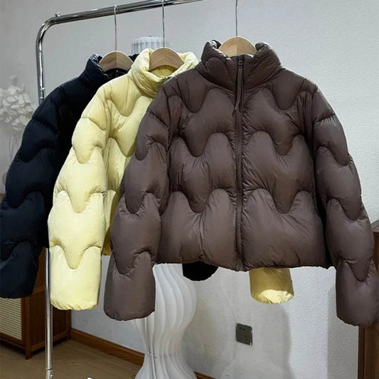 Women's Short Puffer Jacket 2025 - 90% White Duck Down, Casual Style - Buy Center US