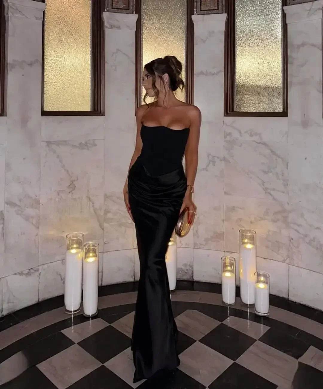Elegant Pink Strapless Maxi Dress for Women - Perfect Party Dress - Buy Center US