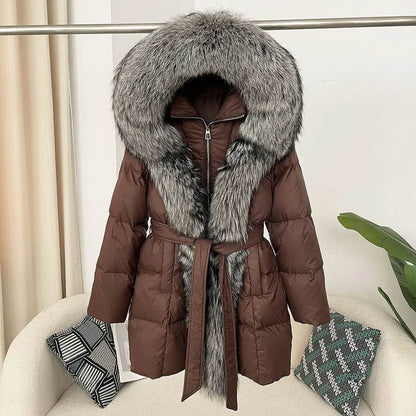 Thick Warm Women's Duck Down Coat - Hooded with Real Fox Fur - Buy Center US