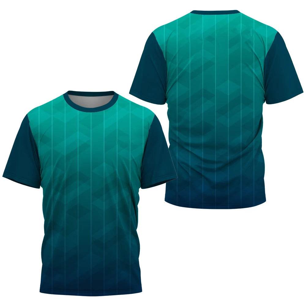 Men's Gradient Stripe T-Shirt - Lightweight Casual Sports Tee for Training - Buy Center US