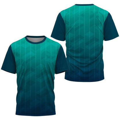 Men's Gradient Stripe T-Shirt - Lightweight Casual Sports Tee for Training - Buy Center US