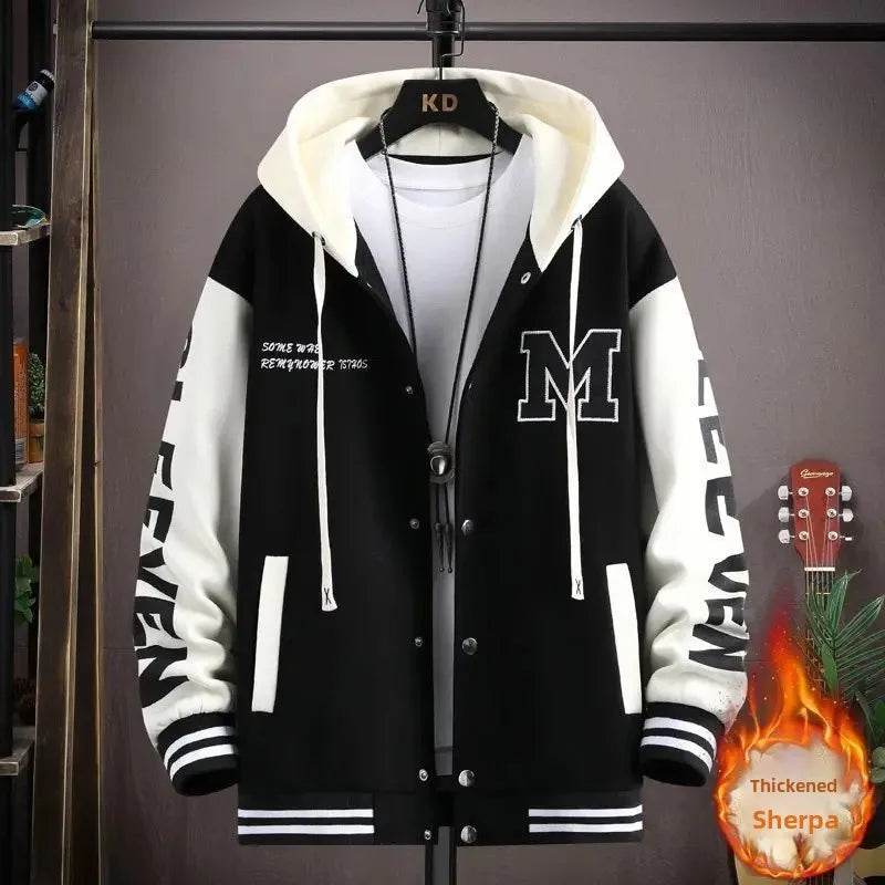 Trendy Letter Print Hooded Jacket - Men's Loose Fit Color Blocking Cardigan - Buy Center US