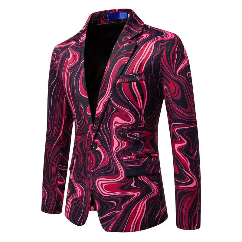 Qj Cinga Fashion 3D Printed Blazers for Men - Stylish Dance Party Jacket - Buy Center US