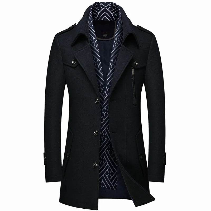 FAVOCENT Men's Woolen Coat - Thicken Mid-Length Trench for Autumn - Buy Center US