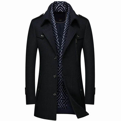 FAVOCENT Men's Woolen Coat - Thicken Mid-Length Trench for Autumn - Buy Center US