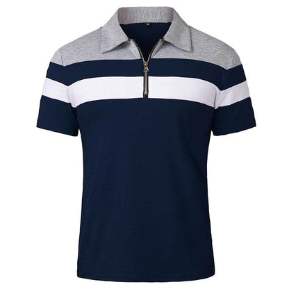 ReFire Gear Men's Casual Summer Polo - 1/4 Zip, Contrast Striped Style - Buy Center US