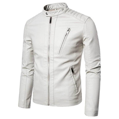 TRAF Men's Spring & Autumn Leather Jacket - Slim Fit Casual Coat - Buy Center US