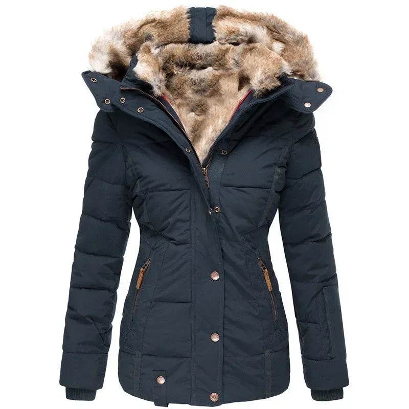 Donsignet Women's Slim Fit Wool Collar Zipper Coat - Autumn Style - Buy Center US