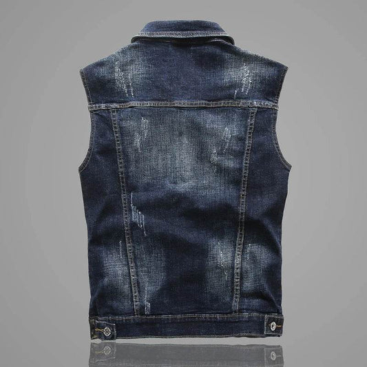 FAVOCENT Men's Casual Denim Vest - Stylish Sleeveless Jacket for Spring - Buy Center US