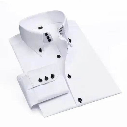 Premium White Dress Shirt for Men - Non-Iron Wrinkle Resistant Long Sleeve - Buy Center US