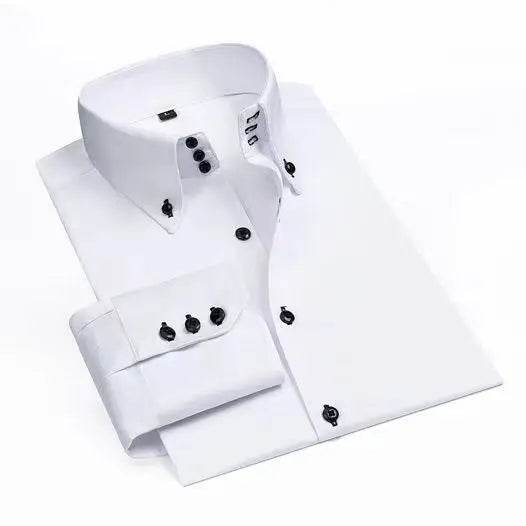 Premium White Dress Shirt for Men - Non-Iron Wrinkle Resistant Long Sleeve - Buy Center US