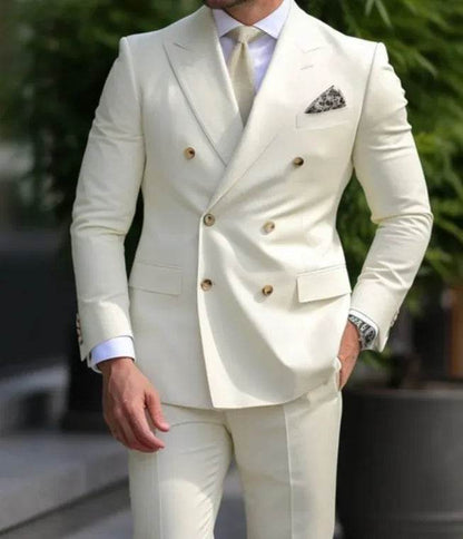 High Quality Brown Men's Suits - Double Breasted Slim Fit Blazer & Pants - Buy Center US
