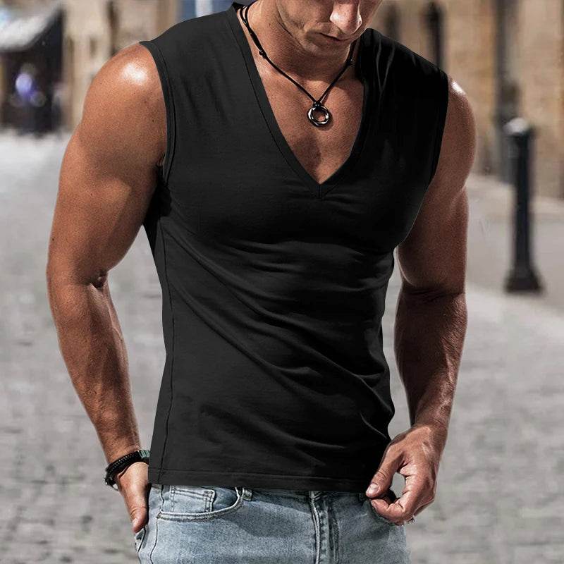 Men's Summer V-Neck Casual Tank Top - Breathable Sports Vest - Buy Center US