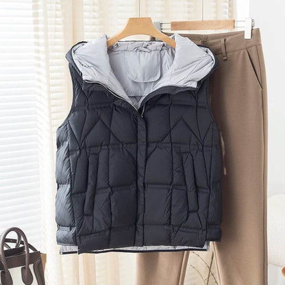 Women's Hooded Ultra Light Down Vest - Stylish Sleeveless Puffer Coat - Buy Center US