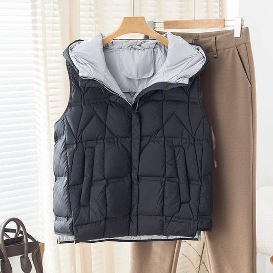 Women's Hooded Ultra Light Down Vest - Stylish Sleeveless Puffer Coat - Buy Center US