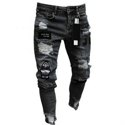 Men's Stretchy Ripped Skinny Jeans - High Quality Slim Fit Denim - Buy Center US