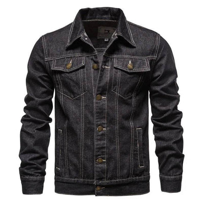 Kalenmos Men's Denim Coat - Casual Turn Down Collar Full Sleeve Jacket - Buy Center US