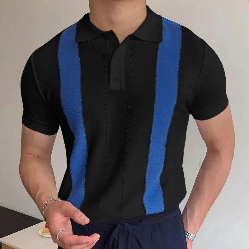 XFT Vintage Men’s Stripe Polo Shirt - Casual Summer Short Sleeve Fashion - Buy Center US