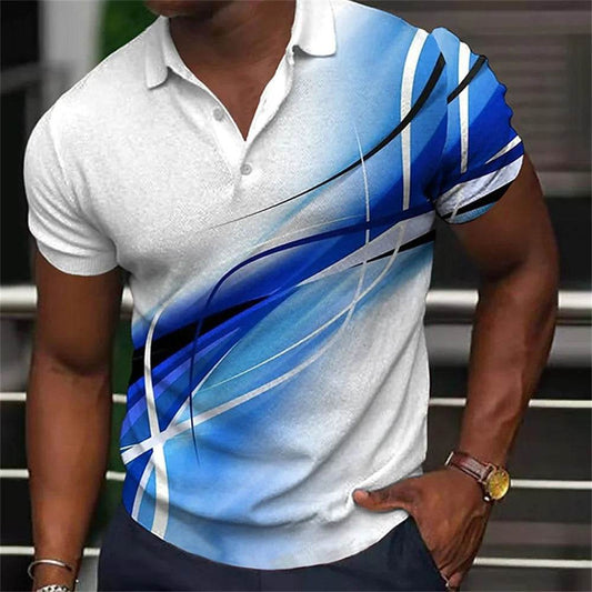 Men's Gradient Polo Shirt - Casual Short Sleeve Tees for All Seasons - Buy Center US