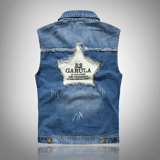 Men's Slim Fit Denim Vest - Casual Sleeveless Spring Waistcoat - Buy Center US