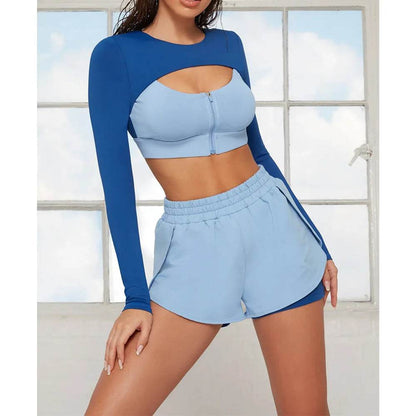 American Fashion Long-Sleeved Yoga Set - Color Collision Design - Buy Center US