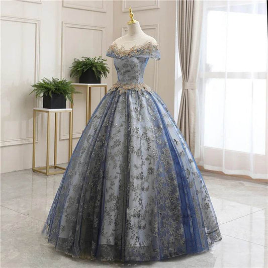 Bomaris Scoop Neck Ball Gown Quinceanera Dress - Custom Appliques - Buy Center US