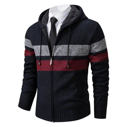 ENWEIGE Men's Hooded Sweater Coat - Warm Velvet Padded Knit Cardigan - Buy Center US