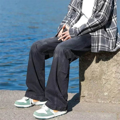 Autumn Distressed Baggy Jeans for Men - Y2K Fashion & Patchwork - Buy Center US