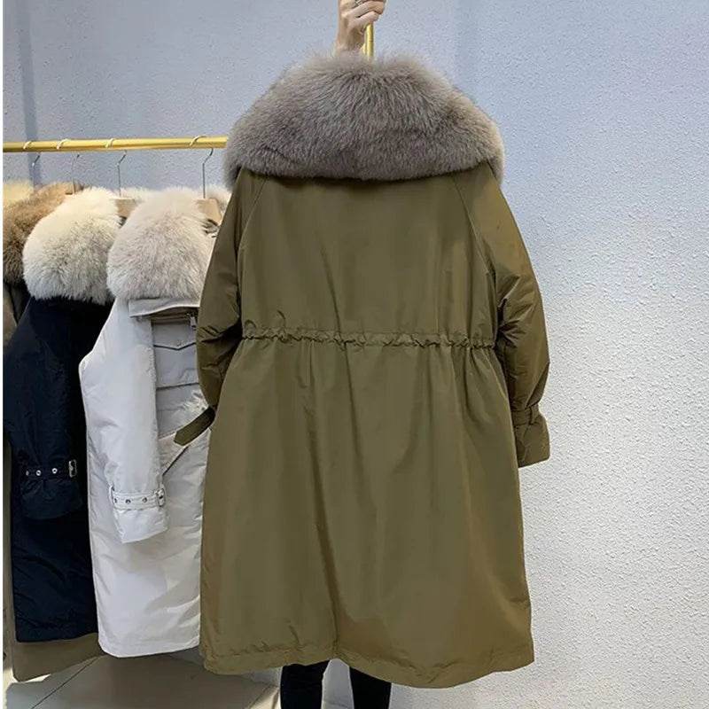 2025 Women's Down Jacket - Thick Parka with Big Fur Collar - Buy Center US