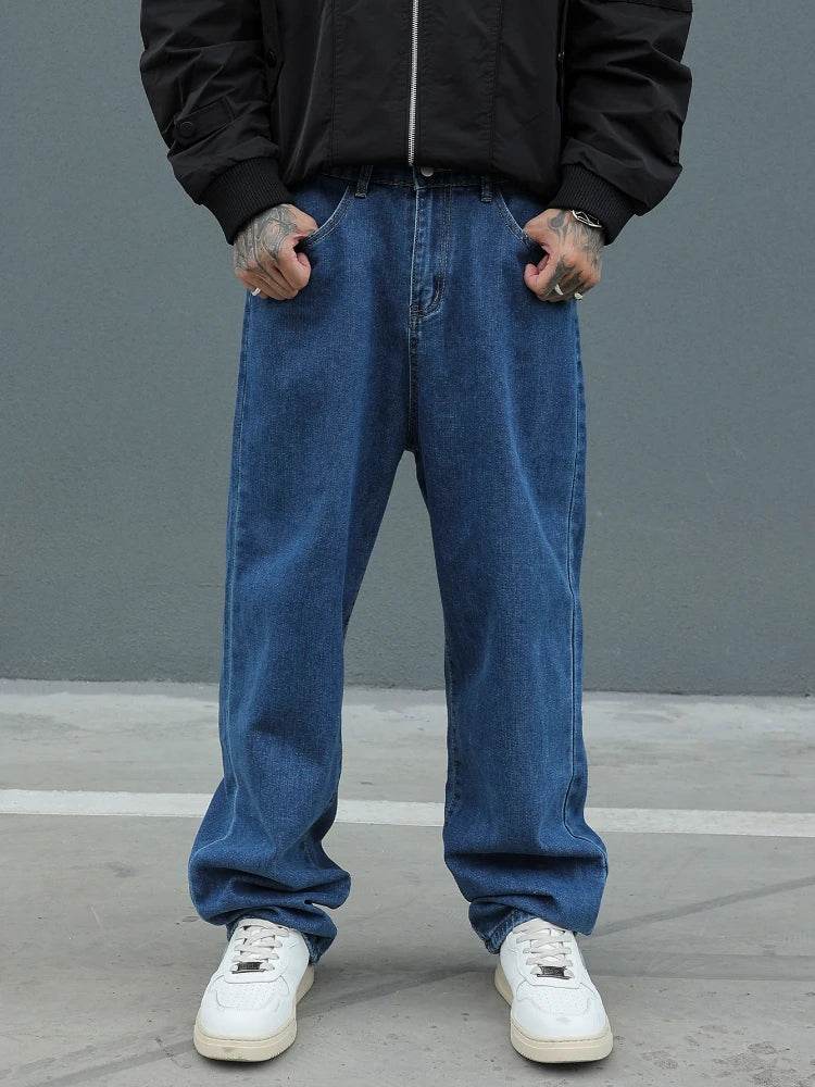 Men's Cotton Baggy Y2K Jeans - Loose Fit, Mid-Weight Casual Trousers - Buy Center US