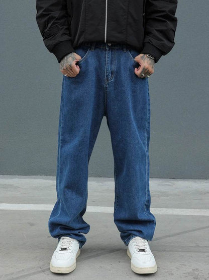 Men's Cotton Baggy Y2K Jeans - Loose Fit, Mid-Weight Casual Trousers - Buy Center US