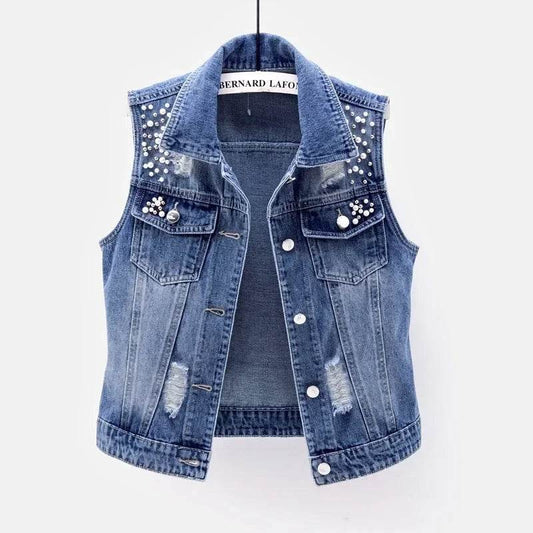 Women's Ripped Denim Vest - 2025 Spring Summer Sleeveless Jacket - Buy Center US