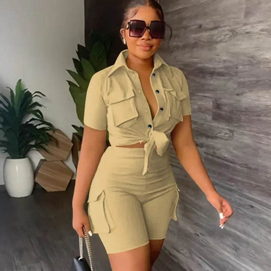 Doyerl Women’s Two Piece Set - Short Sleeve Top & Shorts Outfit - Buy Center US