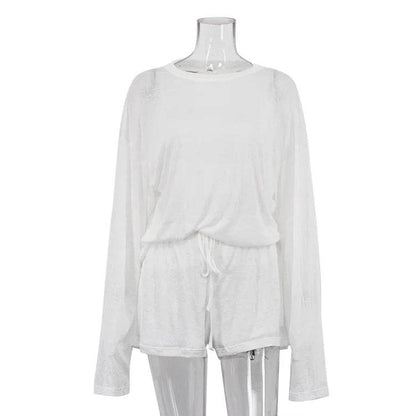 Tornova Women's Spring Casual Two-Piece Set - Sexy Lace-Up Top & Shorts - Buy Center US