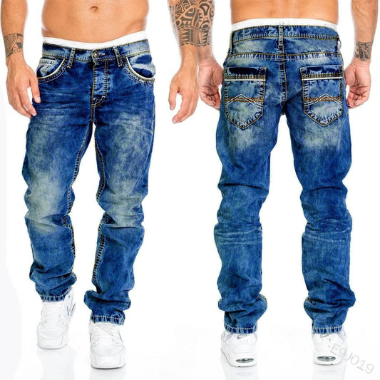 Slim Fit Men's Black Jeans - Casual Cotton Denim Trousers - Buy Center US
