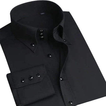 Premium White Dress Shirt for Men - Non-Iron Wrinkle Resistant Long Sleeve - Buy Center US