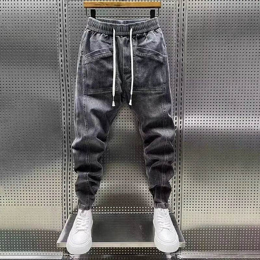 2024 Spring Autumn Men's Loose Drawstring Denim Jeans for Casual Wear - Buy Center US