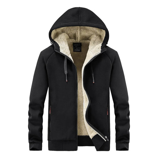 Men’s Padded Hooded Cardigan - Thickened Lamb Wool for Fall & Winter - Buy Center US