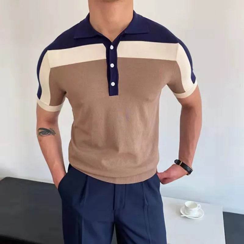 XFT Vintage Men’s Stripe Polo Shirt - Casual Summer Short Sleeve Fashion - Buy Center US