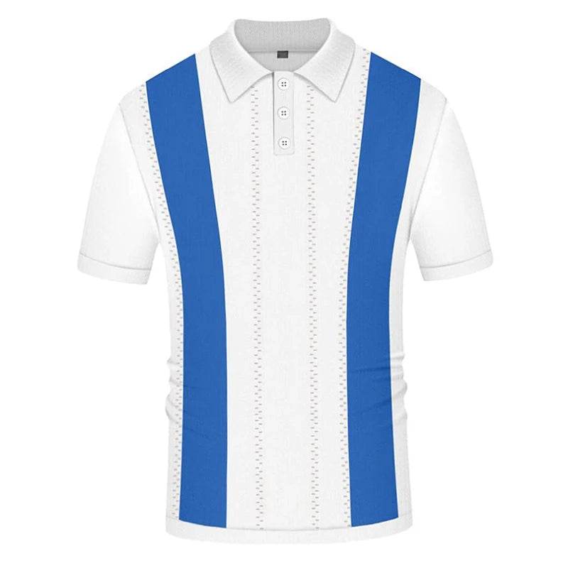 Men's Casual Knitted Patchwork Polo Shirt - Breathable Short Sleeve T-Shirt - Buy Center US