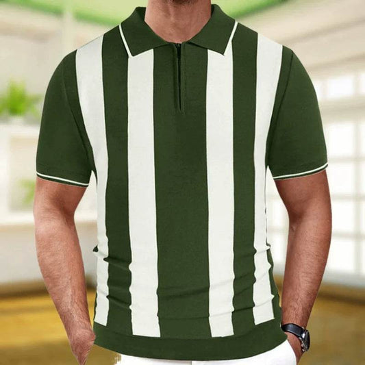 DOUYIFGGG Men's Luxury Knitted Polo Shirt - Casual Zipper Lapel Style - Buy Center US