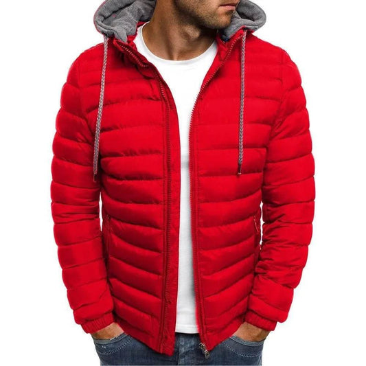 Casual Hooded Men's Down Jacket - Autumn Winter Solid Color Style - Buy Center US