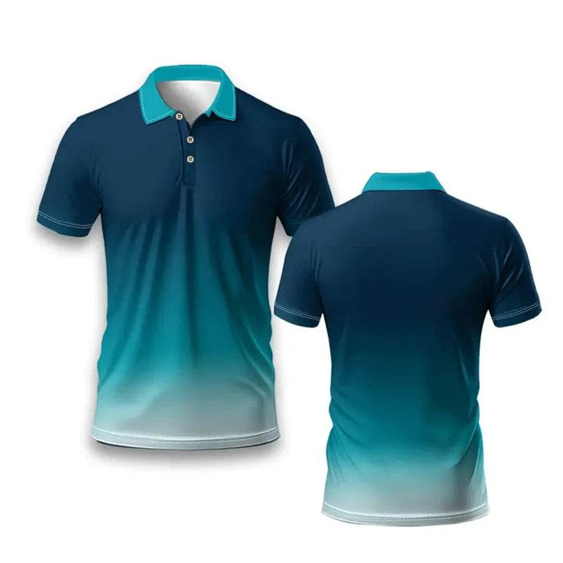 Men's Short Sleeve Polo Shirt - Casual Striped Sportswear for Summer - Buy Center US